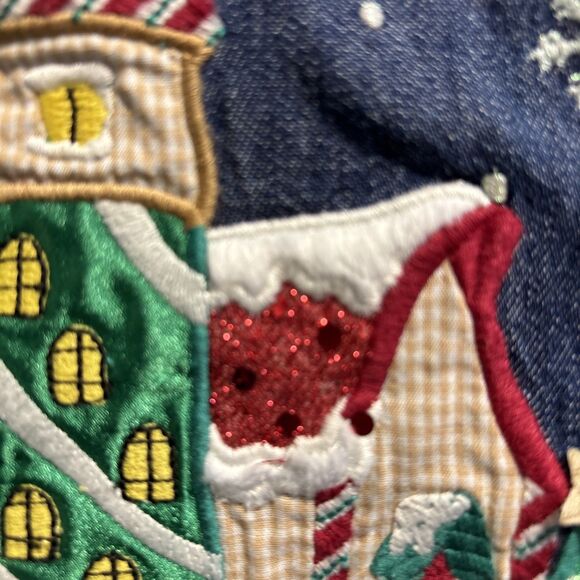 Karen Scott Denim Christmas Shirt Women's Medium Santa Claus Embroidered - Picture 13 of 16